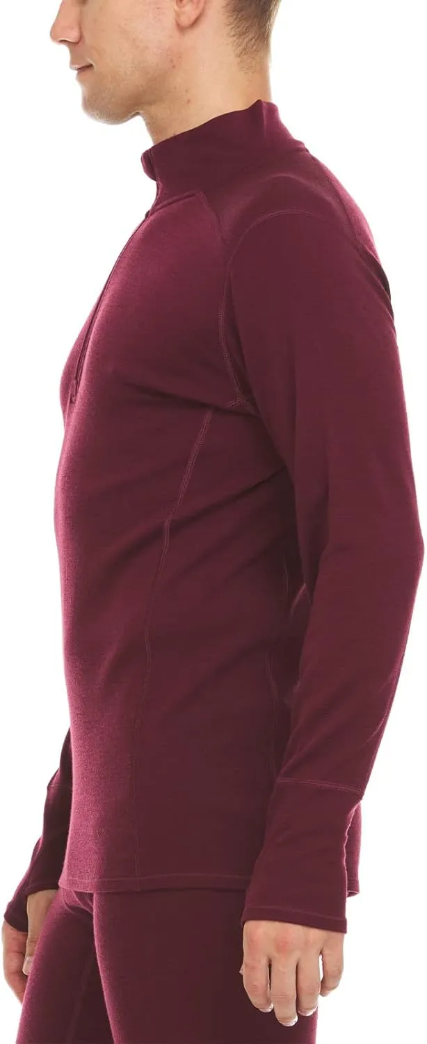 100% Merino Wool - Mens Midweight Quarter Zip - Warm Pullover - Midlayer