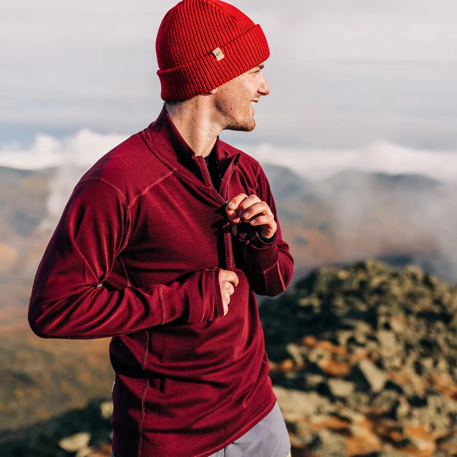 100% Merino Wool - Mens Midweight Quarter Zip - Warm Pullover - Midlayer