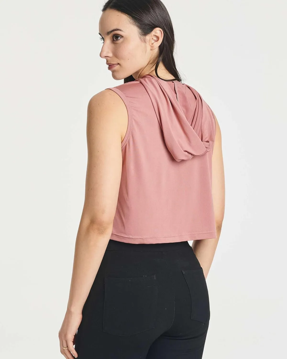 3 Pack: Women's Dry-Fit Sleeveless Cropped Tank Top Hoodie - Athletic Crop Sweatshirt