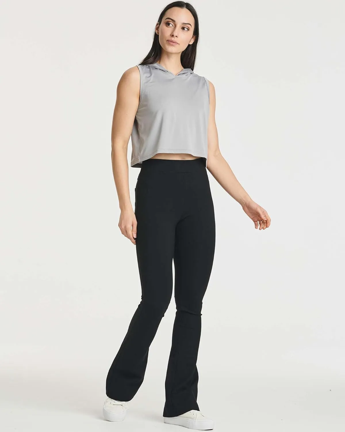 3 Pack: Women's Dry-Fit Sleeveless Cropped Tank Top Hoodie - Athletic Crop Sweatshirt