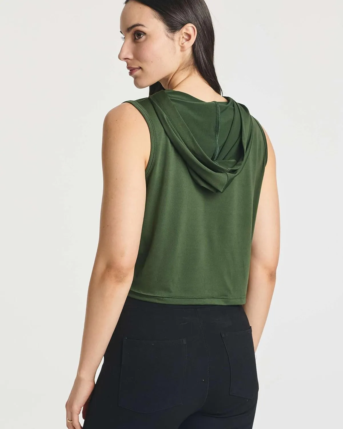 3 Pack: Women's Dry-Fit Sleeveless Cropped Tank Top Hoodie - Athletic Crop Sweatshirt