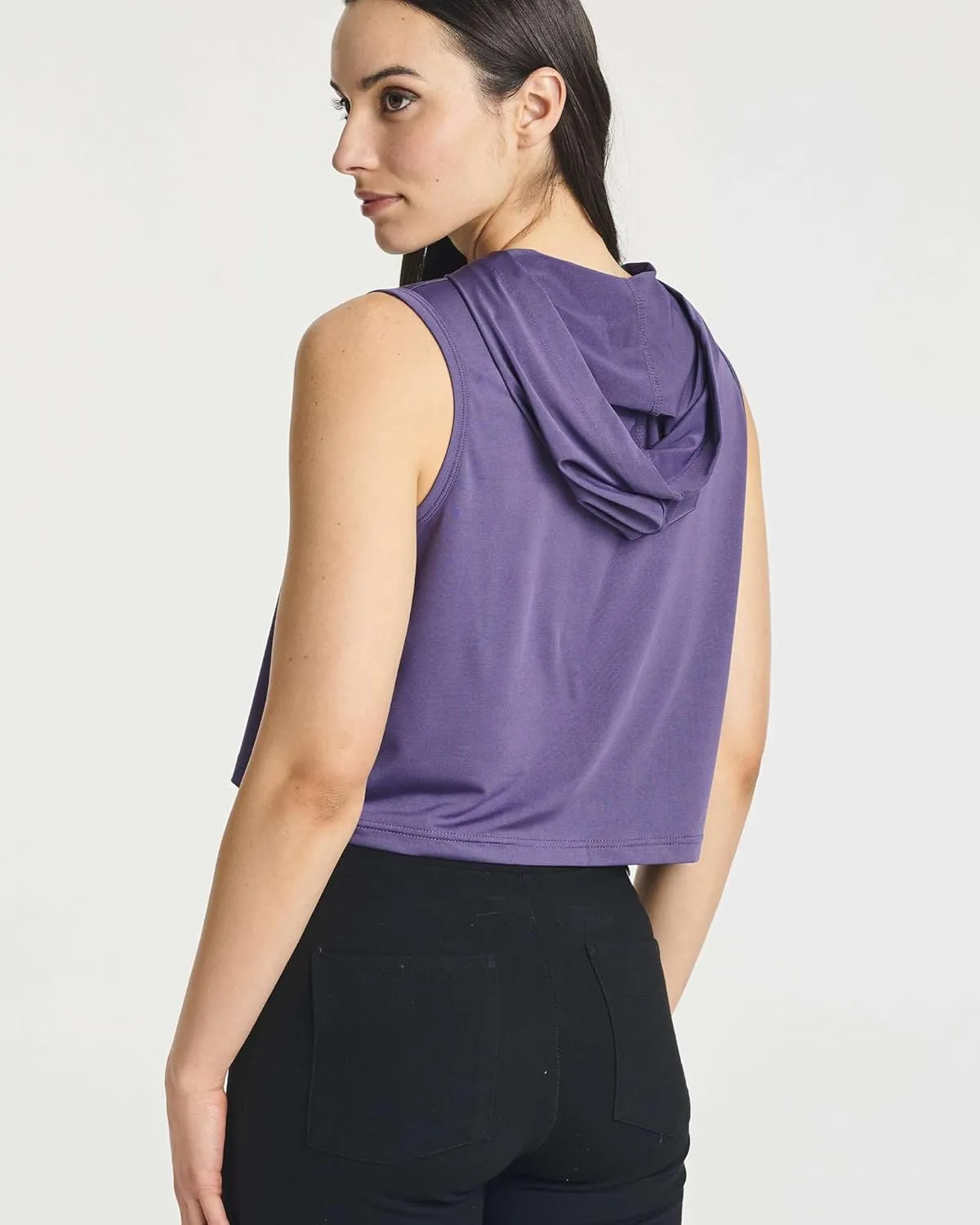 3 Pack: Women's Dry-Fit Sleeveless Cropped Tank Top Hoodie - Athletic Crop Sweatshirt