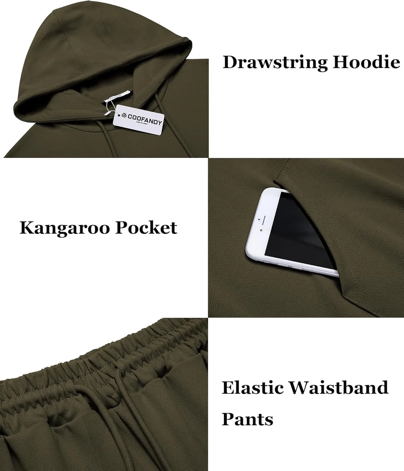 COOFANDY Men's Tracksuit 2 Piece Hoodie Athletic Sweatsuits Casual Jogging Suit Sets