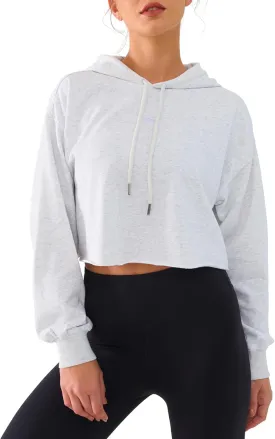 Cropped Hoodie Women Sweatshirt Oversize Long Sleeve Loose Crop Hoodies Ladies Drop Shoulder Pullover Casual Athletic