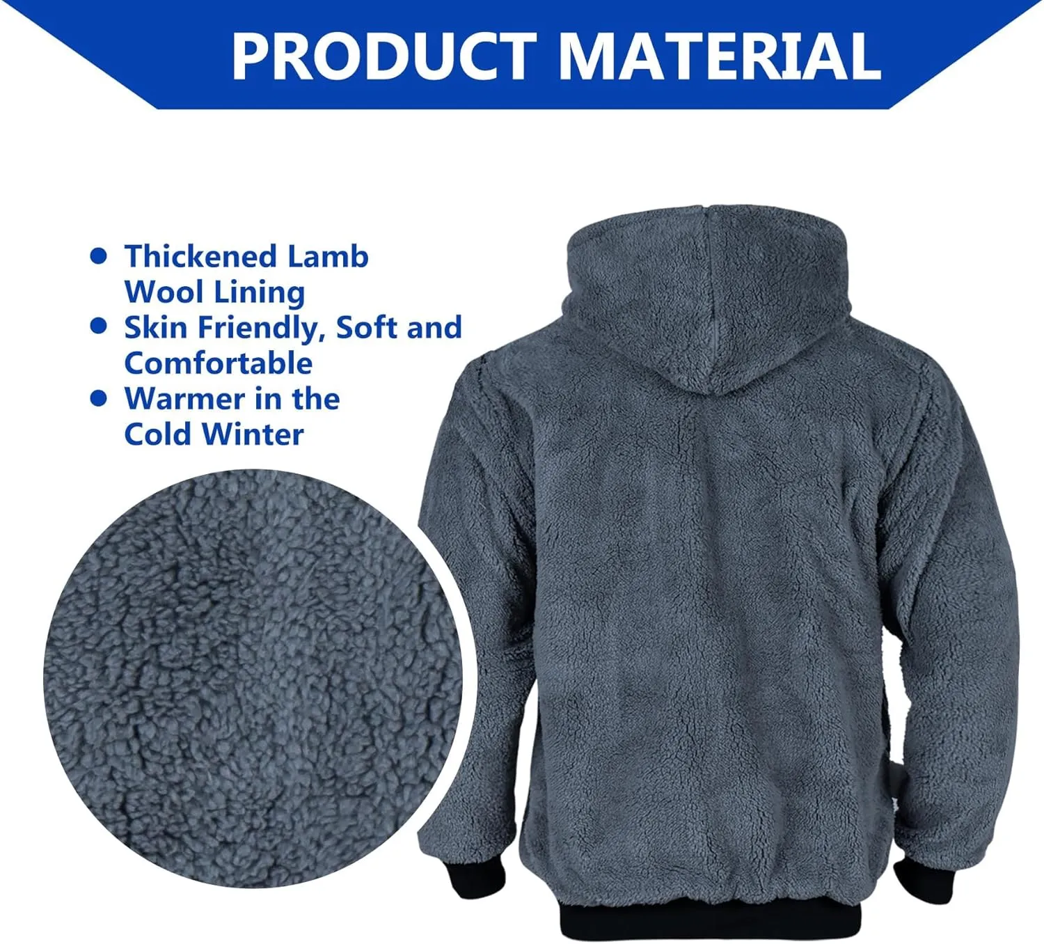 FONIRRA Mens Hi Vis Hoodie Reflective ANSI Class 3 Wool Fleece Safety Sweatshirts High Visibility Zipper Jacket