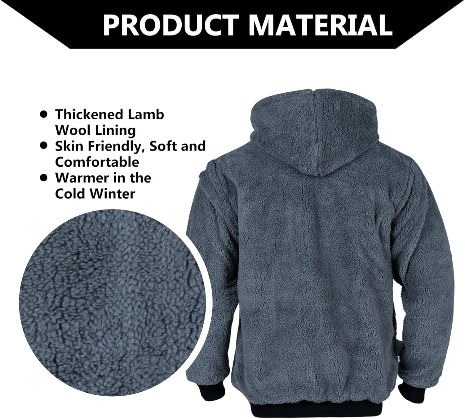 FONIRRA Mens Hi Vis Hoodie Reflective ANSI Class 3 Wool Fleece Safety Sweatshirts High Visibility Zipper Jacket