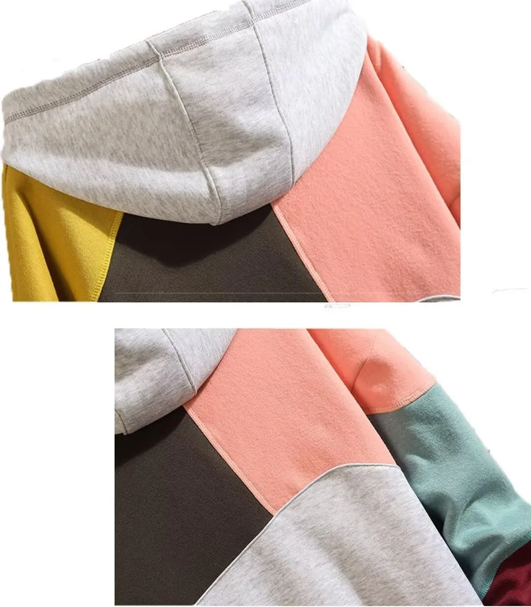 FTIMILD Men's Color Block Hoodie Casual Cotton Blend Pullover with Drawstring Lightweight Breathable Sweatshirt