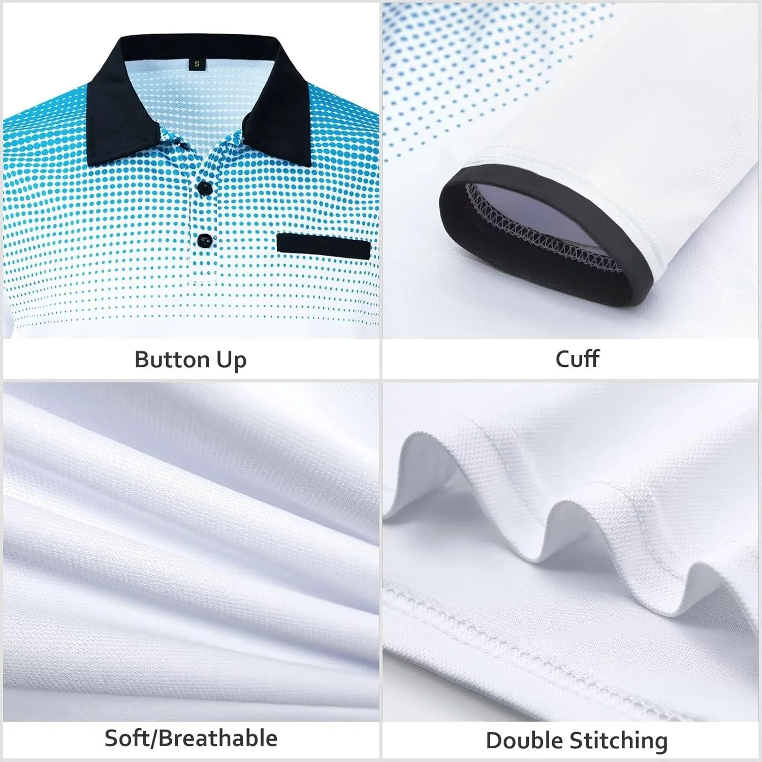 Men's Polo Shirts Long Sleeve 2024 Casual Polo T-Shirts Color Block Slim Fit Golf Polo Shirt with Pocket