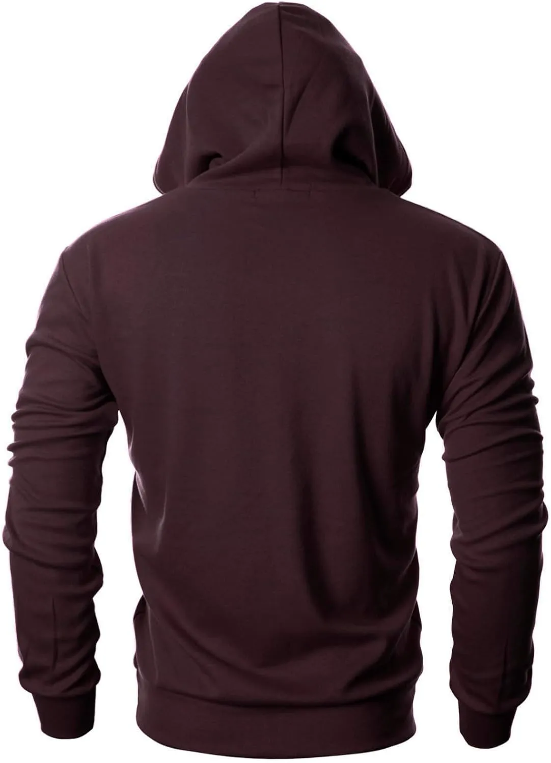 Ohoo Mens Slim Fit Basic Pullover Hoodies Sweatshirt Lightweight Long Sleeve with Kanga Pocket