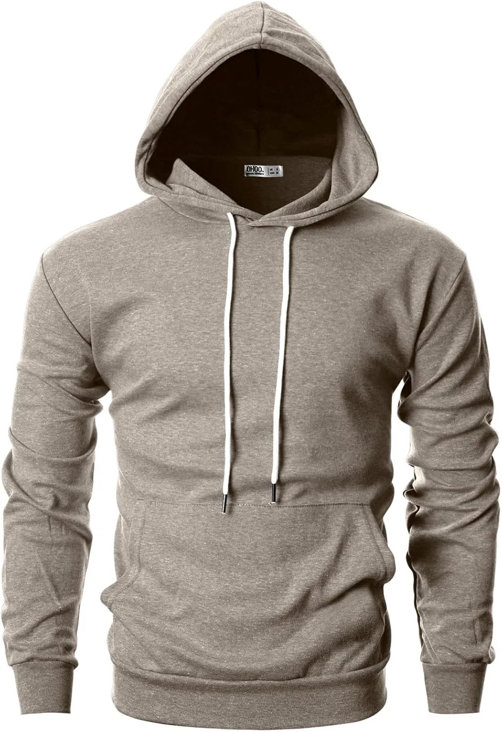 Ohoo Mens Slim Fit Basic Pullover Hoodies Sweatshirt Lightweight Long Sleeve with Kanga Pocket