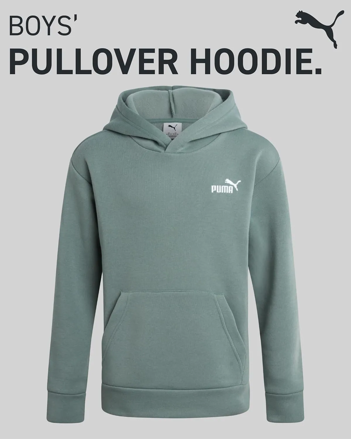 PUMA Boys' Hoodie - Fleece Pullover Basic Athletic Performance Small Chest Logo Sweatshirt for Boys (Sizes: 8-20)