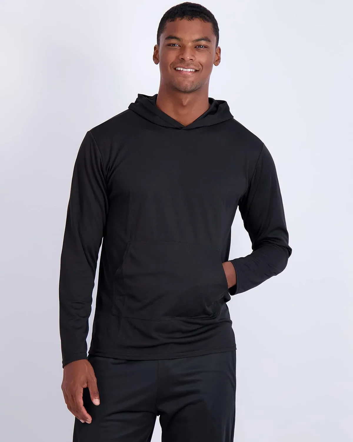 Real Essentials 3 Pack: Men's Mesh Long Sleeve Athletic Pullover Hoodie Sweatshirt Pockets UPF 50  (Available in Big & Tall)