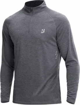 Roadbox UPF 50  Running Shirts for Men - Long Sleeve Quick Dry 1/4 Zip Pullover for Fishing Outdoor Hiking Athletic Workout
