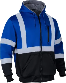 Safety Hoodie for Men Reflective Wool Fleece High Visibility Jacket ANSI Class 3 Work Construction Sweatshirt