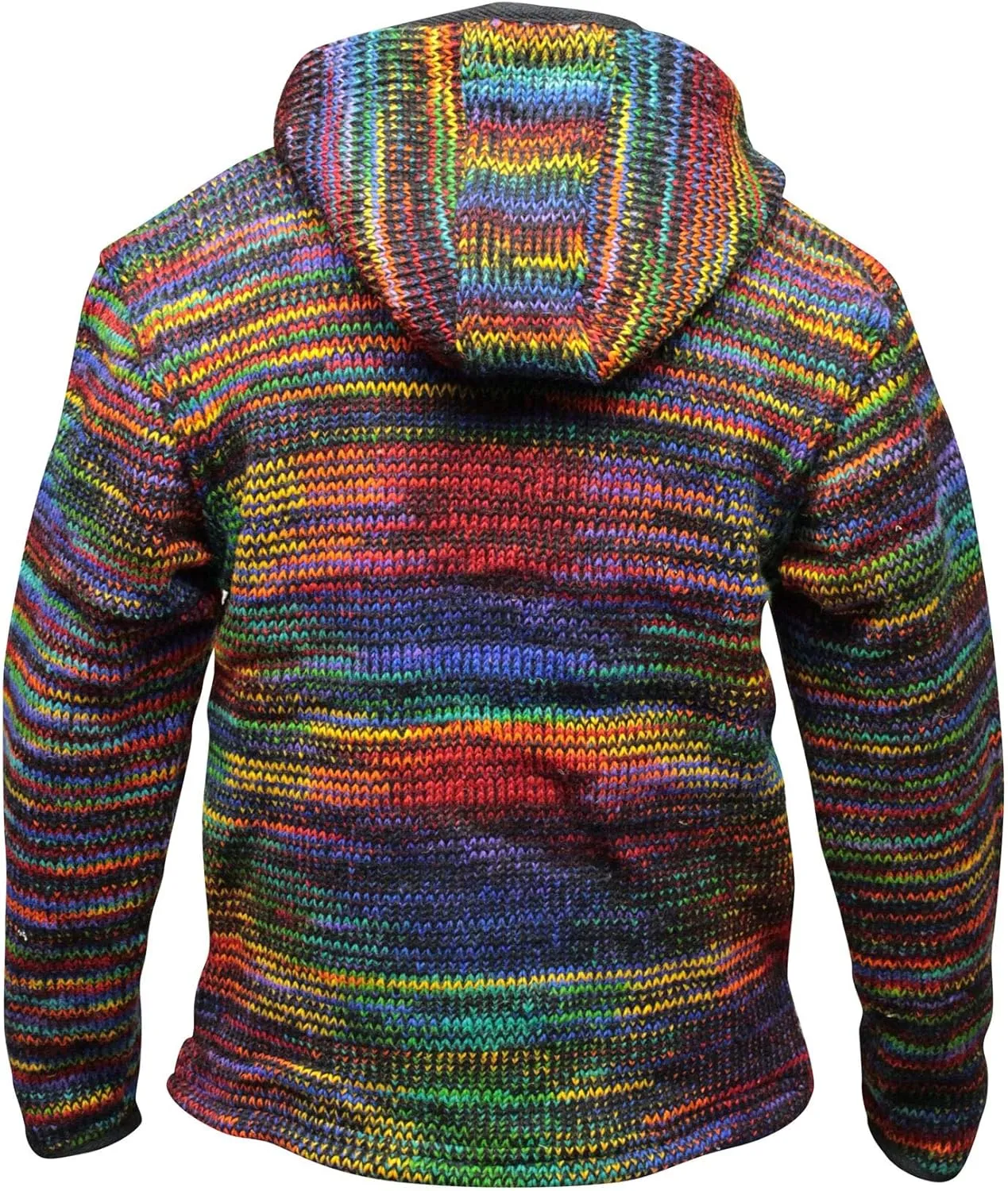 Shopoholic Fashion Tie Dye Hooded Wool Jacket, Fleece Lined Long Sleeve Full Zip Hoodie Hippie Sweater for Men