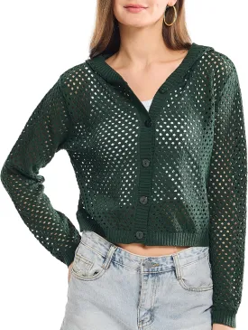 Simple&Opulence Womens Summer Cardigans V Neck Cooling Sweater Lightweight Open Front Button Shrugs Knit Top Jackets