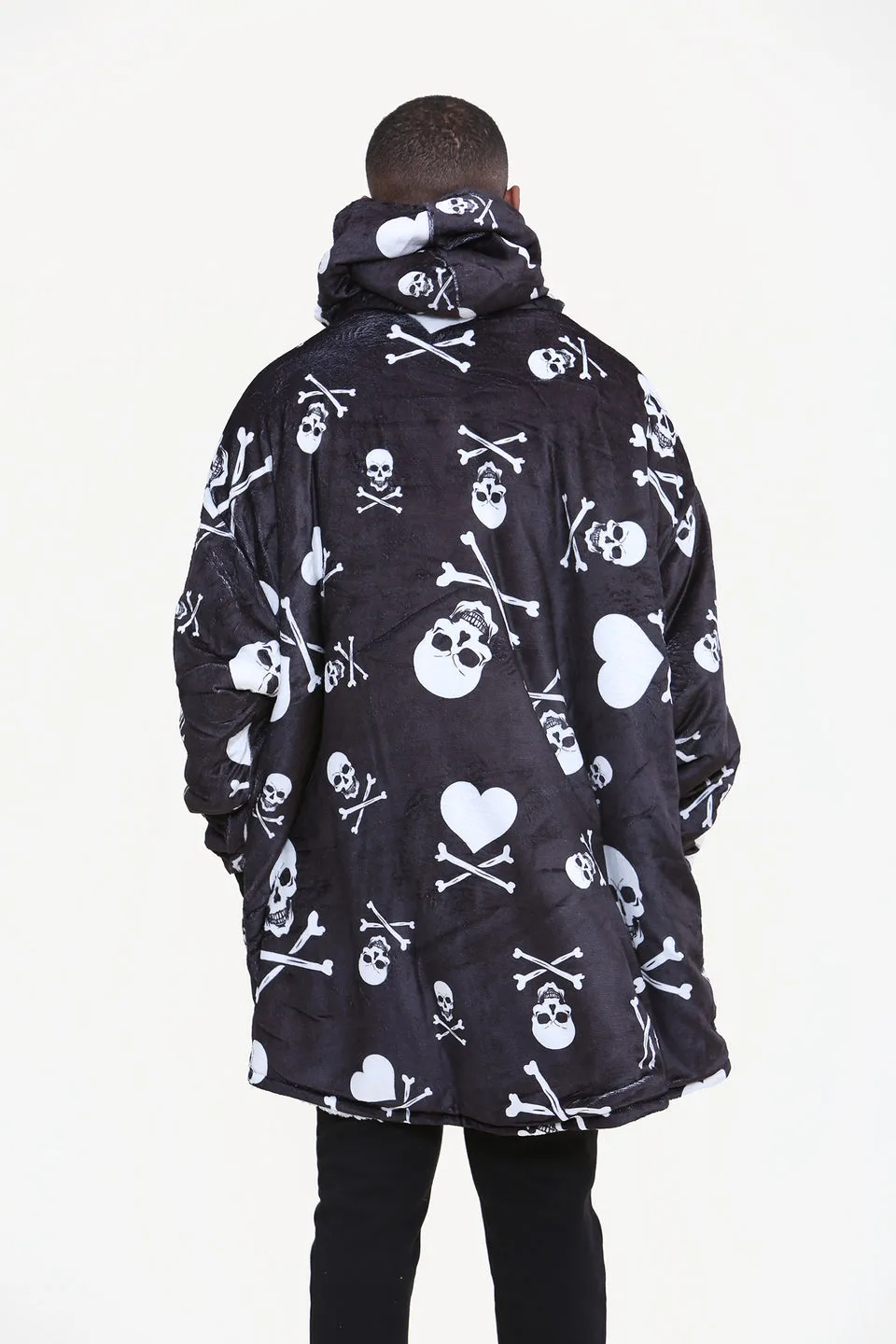 Skull Oodie Style Fleece Oversized Blanket Hoodie - Adults