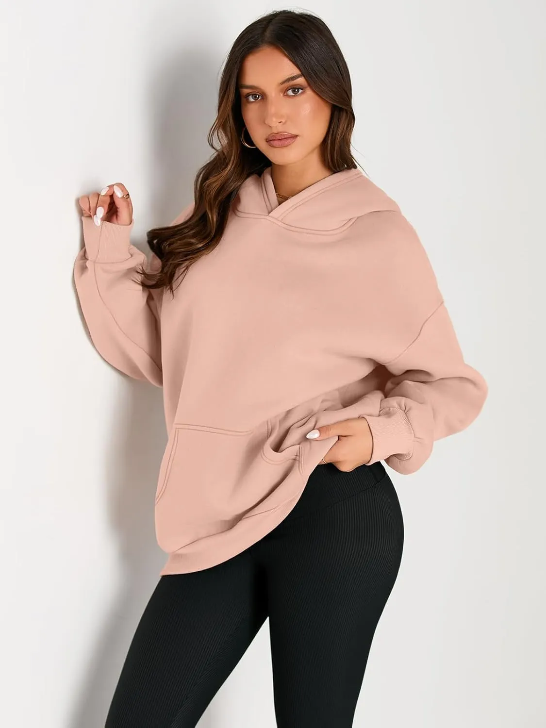 Trendy Queen Womens Oversized Hoodies Fleece Sweatshirts Sweaters Spring Outfits 2025 Pullover Fall Winter Clothes