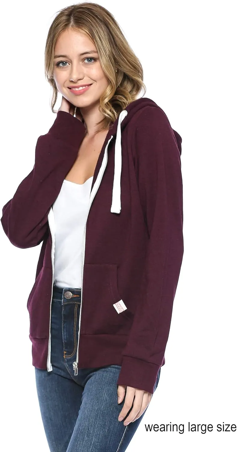 Urban Look Womens Active Long Sleeve Fleece Zip Up Hoodie with Plus Size