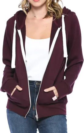 Urban Look Womens Active Long Sleeve Fleece Zip Up Hoodie with Plus Size