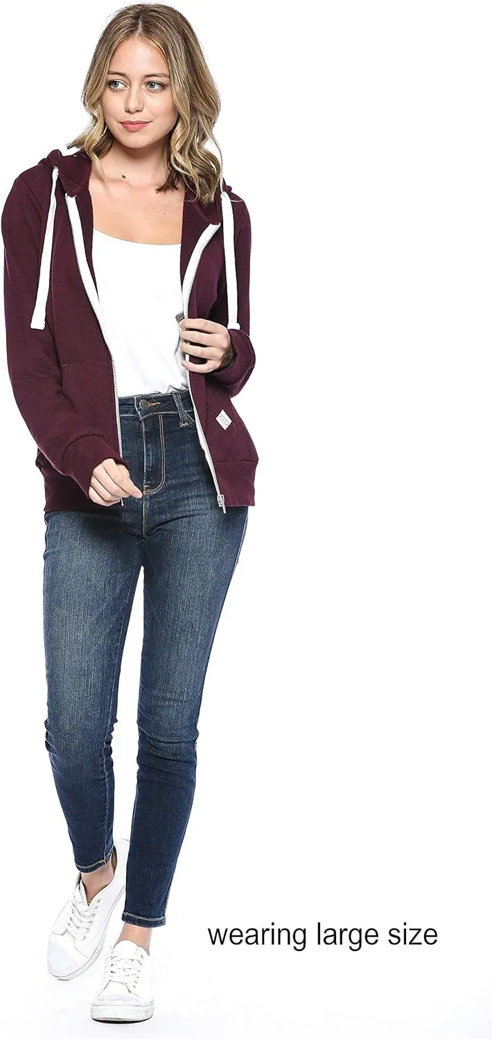 Urban Look Womens Active Long Sleeve Fleece Zip Up Hoodie with Plus Size