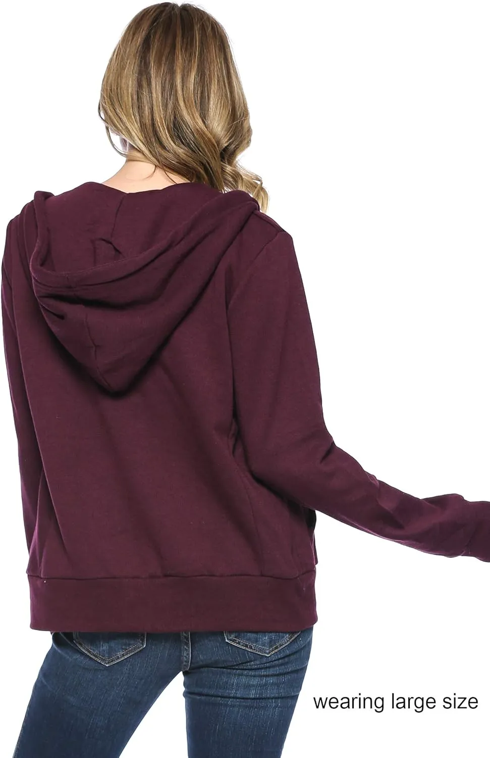 Urban Look Womens Active Long Sleeve Fleece Zip Up Hoodie with Plus Size
