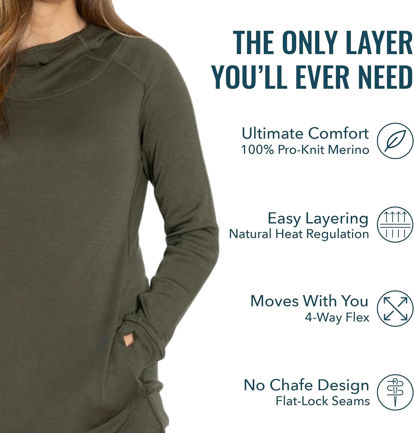 Women's Merino Wool Hoodie By Woolly | RWS Certified | Warm, Soft, Seattle Designed