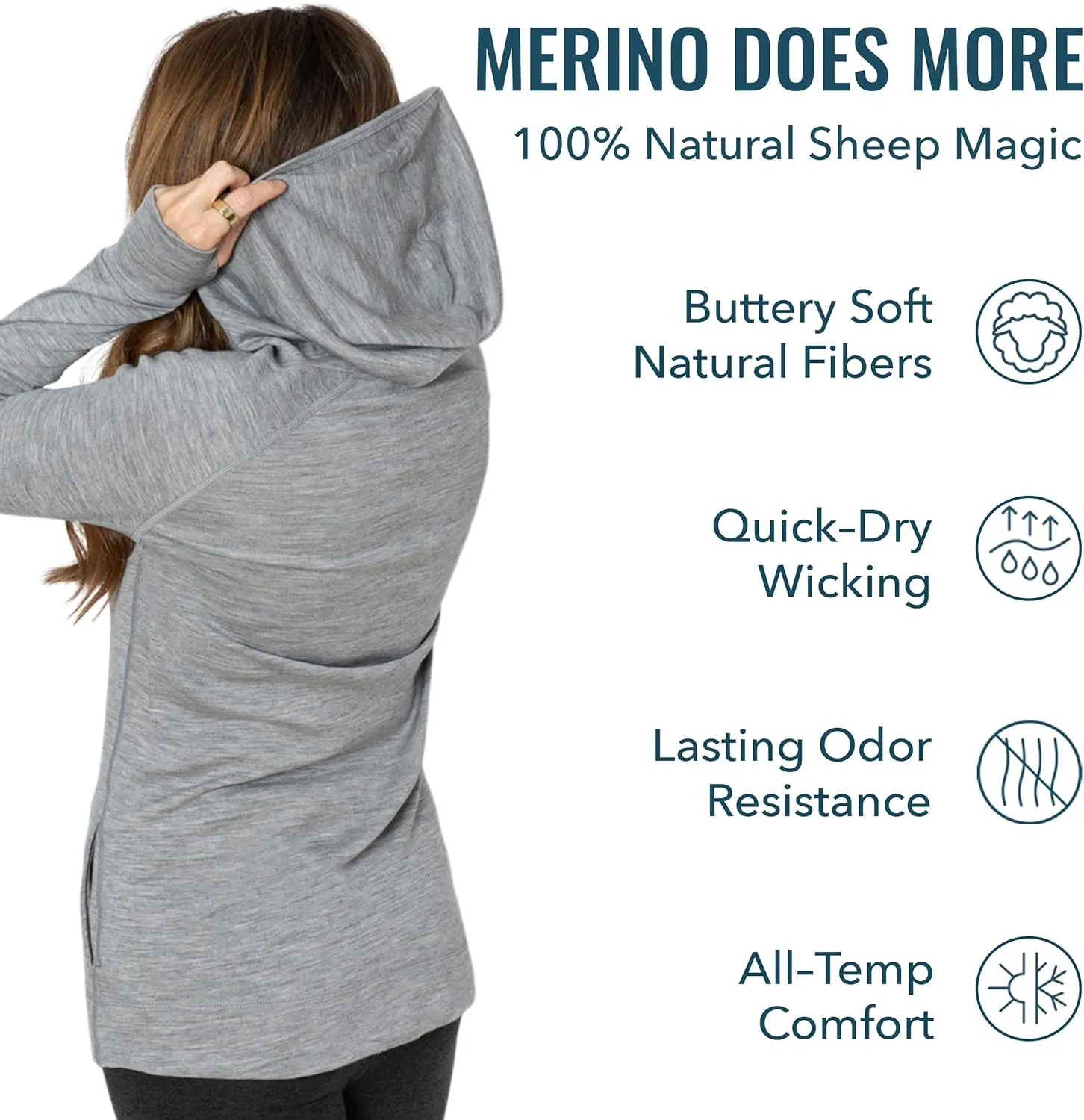 Women's Merino Wool Hoodie By Woolly | RWS Certified | Warm, Soft, Seattle Designed