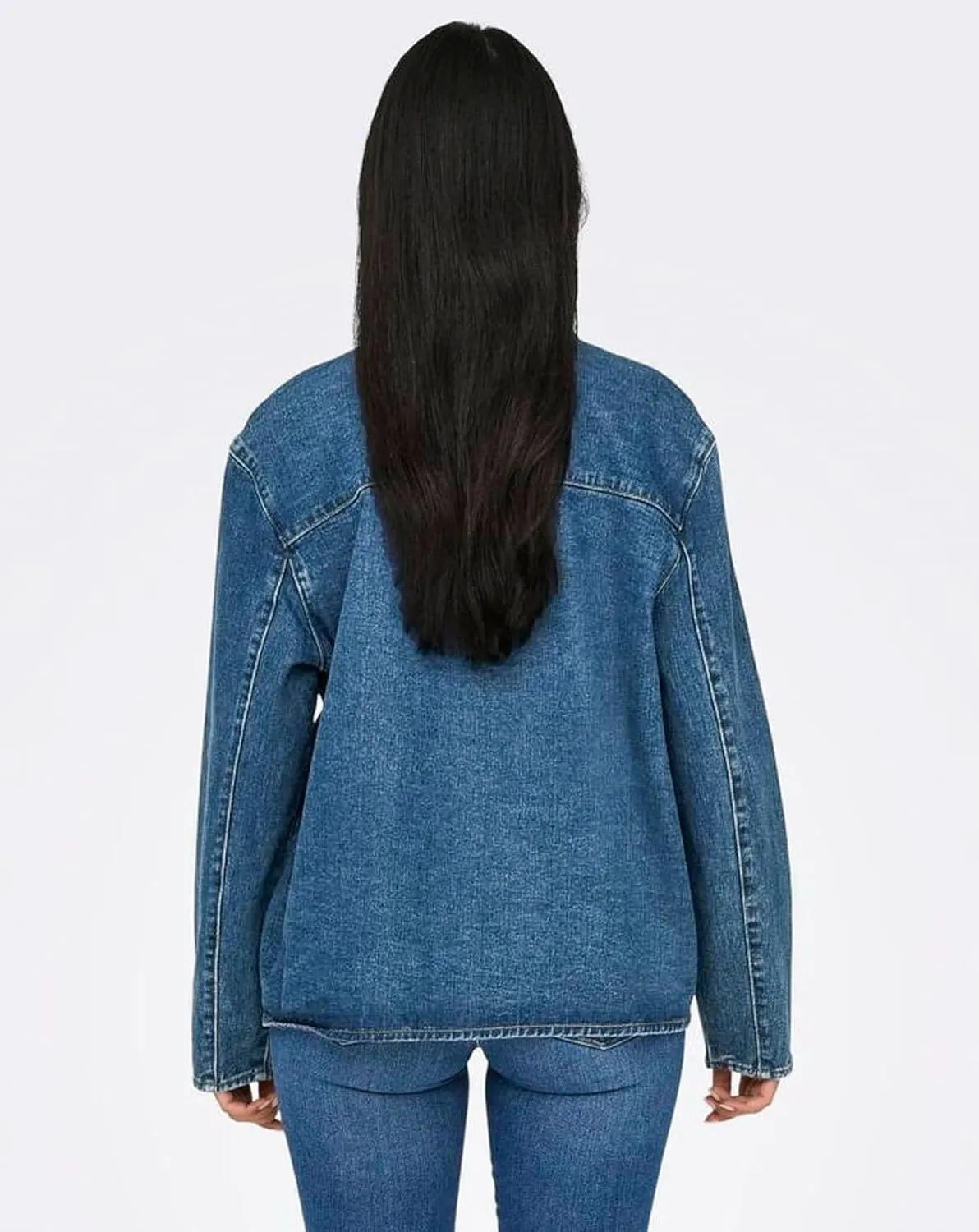 Womens Tie Front Jean Jacket Lightweight Casual Loose Long Sleeve Denim Shacket Coat with Pockets