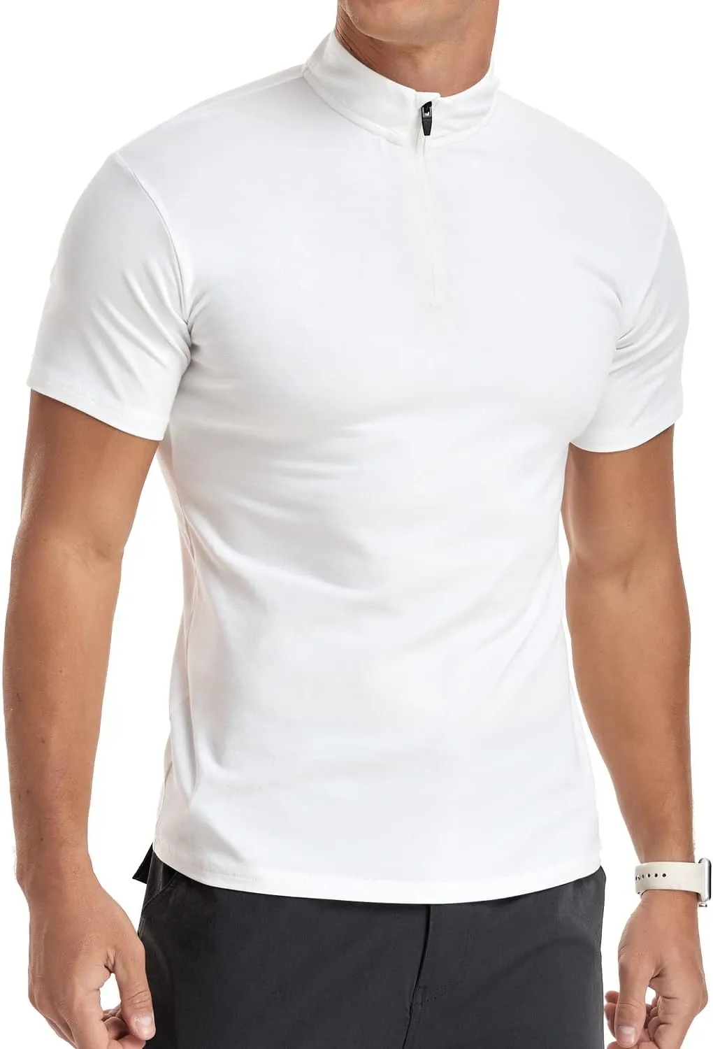 YTD Men's Long/Short Sleeve Polo Shirts Quarter-Zip Casual Slim Fit Mock Neck Basic Designed Cotton Shirts