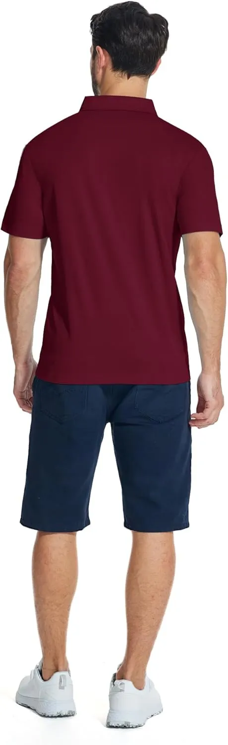 ZITY Mens Polo Shirts Quarter Zip Shirts Casual Classic Lightweight Short Sleeve Golf Collared Shirt with Pocket