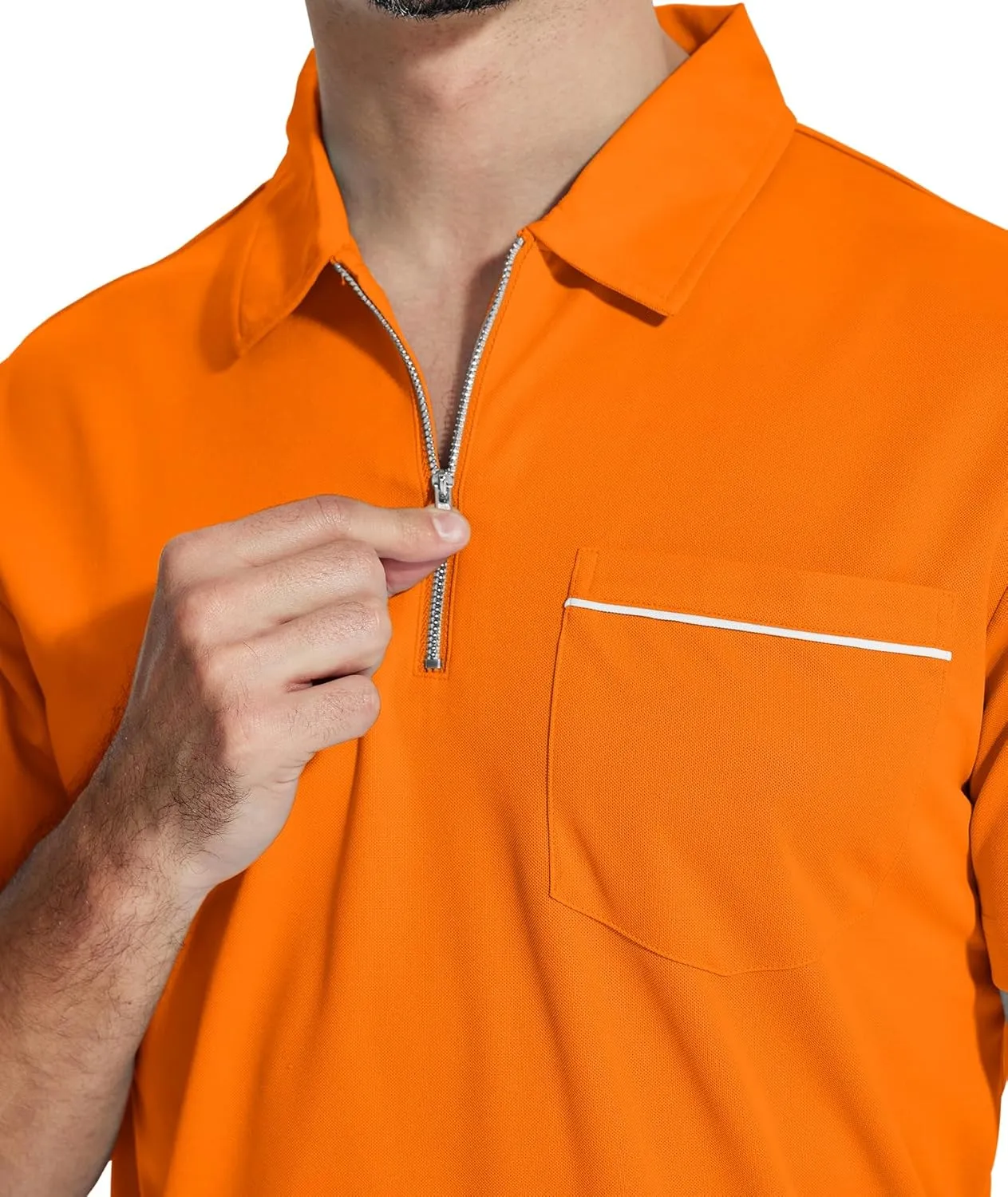ZITY Mens Polo Shirts Quarter Zip Shirts Casual Classic Lightweight Short Sleeve Golf Collared Shirt with Pocket