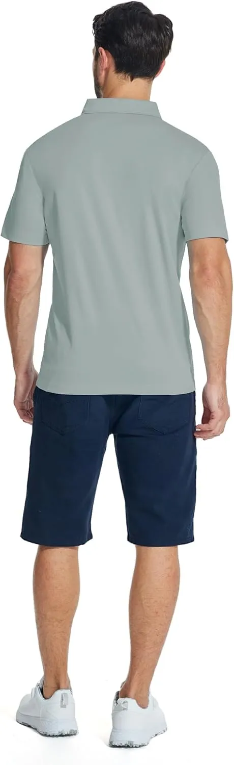 ZITY Mens Polo Shirts Quarter Zip Shirts Casual Classic Lightweight Short Sleeve Golf Collared Shirt with Pocket
