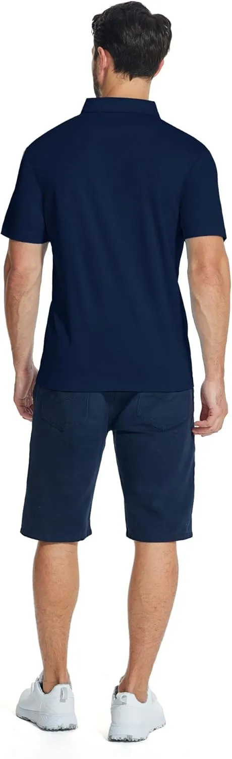 ZITY Mens Polo Shirts Quarter Zip Shirts Casual Classic Lightweight Short Sleeve Golf Collared Shirt with Pocket