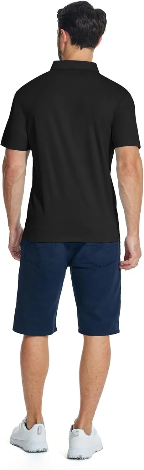 ZITY Mens Polo Shirts Quarter Zip Shirts Casual Classic Lightweight Short Sleeve Golf Collared Shirt with Pocket